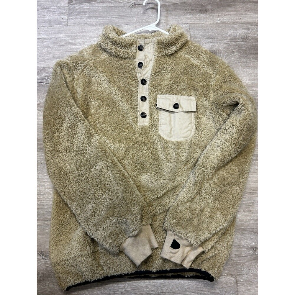 Buffalo Jackson Trading Kodiak Fleece Pullover S -‎ Tan Brown Sherpa Gorpcore